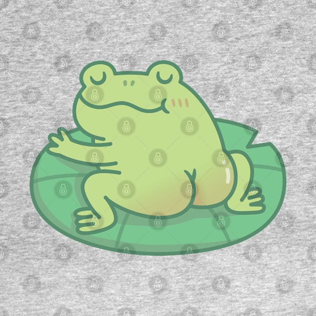 Frog With Cute Butt Resting On Lily Pad by rustydoodle